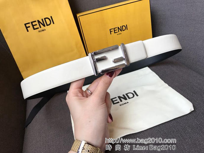 FENDI芬迪 實物拍攝 最新爆款 柔軟小牛皮皮帶 雙F標誌 BAGUETTE系列 時尚百搭款女款皮帶  xfp1298